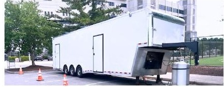Mobile kitchen trailer staged on site